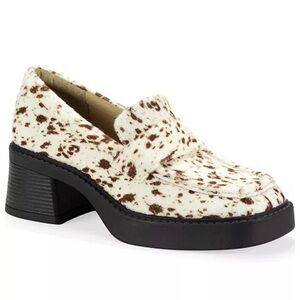New Wild Pair Speckled Cow Chunky Heel Loafer Sz 7 M